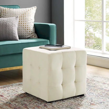 Porch & Den Croeni Velvet Tufted Cube Ottoman