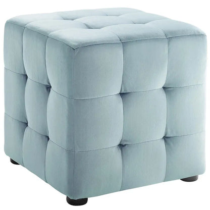 Porch & Den Croeni Velvet Tufted Cube Ottoman