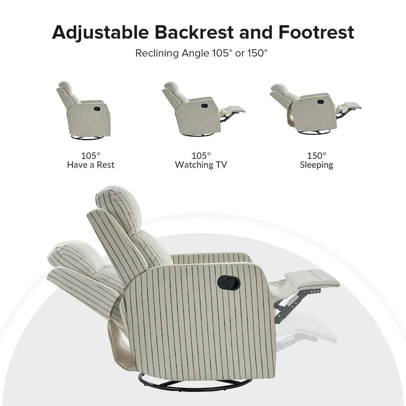 Diana Modern Polyester 360-degree Swivel Rocker Recliner Set of 2 by HULALA HOME