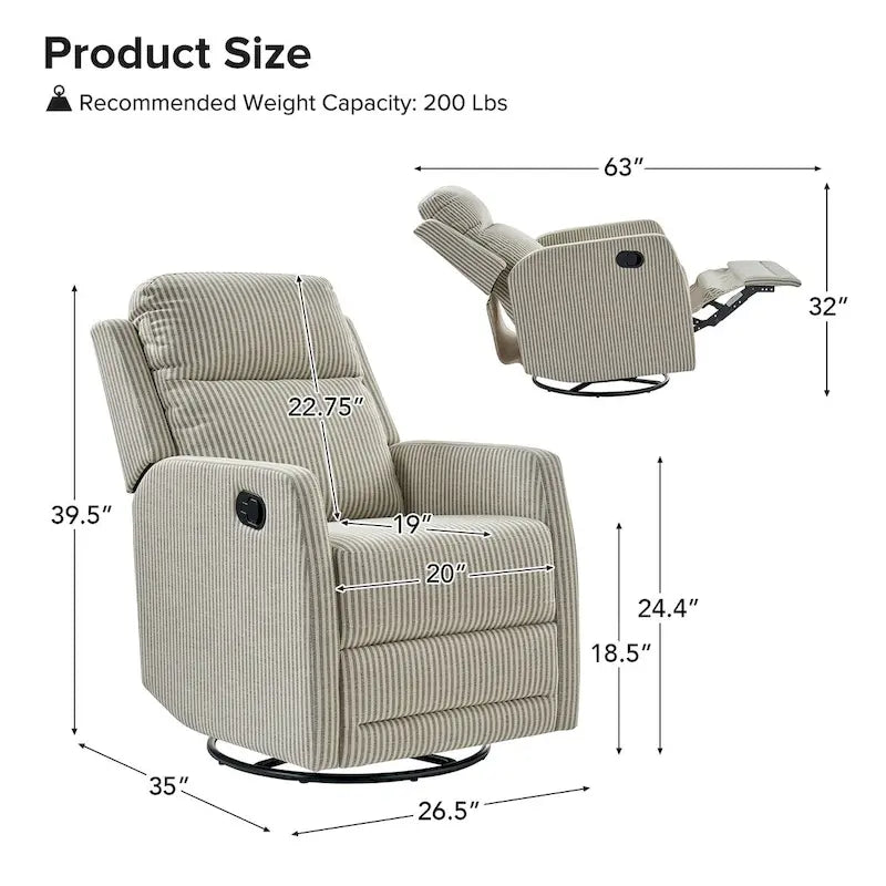 Diano Rocker Diana Modern Polyester 360-degree Swivel Rocker Recliner Set of 2 by H ...