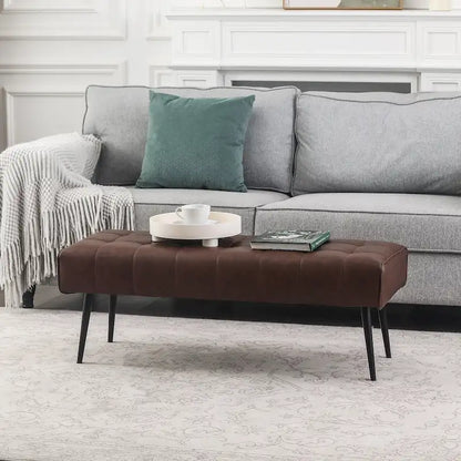 Adeco 41 Inches Faux Leather Ottoman Bench for Living Room
