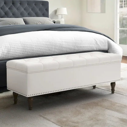COZYMAN Tufted Storage Bench, Upholstered Ottoman with Storage for Bedroom - 50.8 W X 17.1 D X 18.3 H