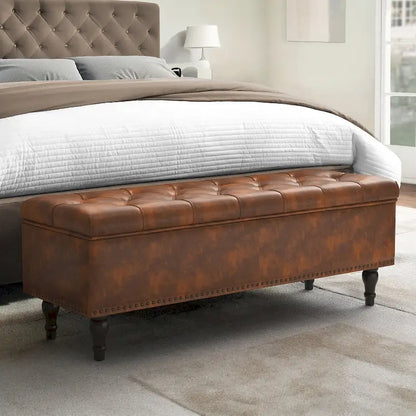 COZYMAN Tufted Storage Bench, Upholstered Ottoman with Storage for Bedroom - 50.8 W X 17.1 D X 18.3 H