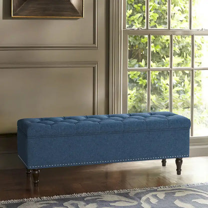 COZYMAN Tufted Storage Bench, Upholstered Ottoman with Storage for Bedroom - 50.8 W X 17.1 D X 18.3 H