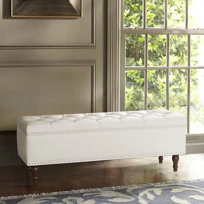COZYMAN Tufted Storage Bench, Upholstered Ottoman with Storage for Bedroom - 50.8 W X 17.1 D X 18.3 H
