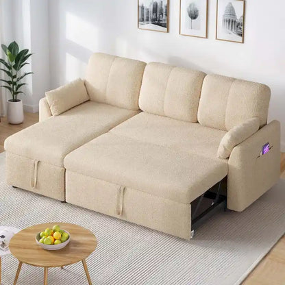 Moasis L-shaped 3-seater Reversible Sectional Sofa Bed Sleeper with Storage and Cushions
