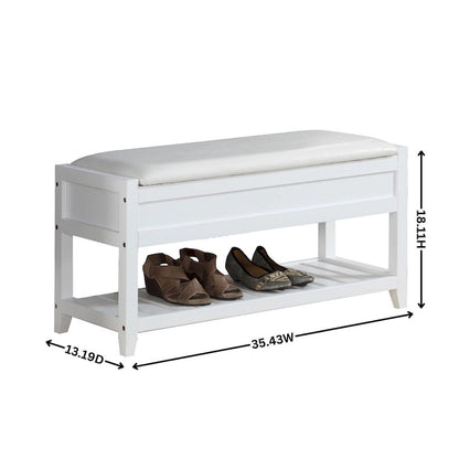 Wood Shoe Storage Bench with Lift-up Seat Cushion