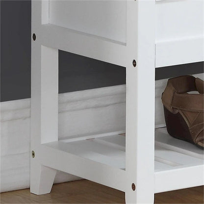 Wood Shoe Storage Bench with Lift-up Seat Cushion