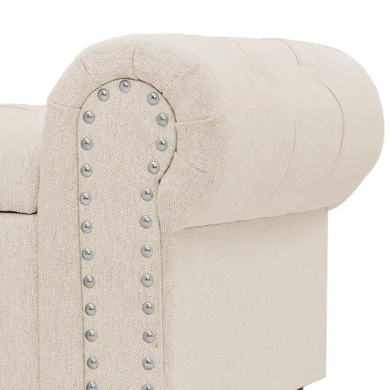 COZYMAN Modern Velvet Upholstered Storage Bench with Silver Nailhead Trim