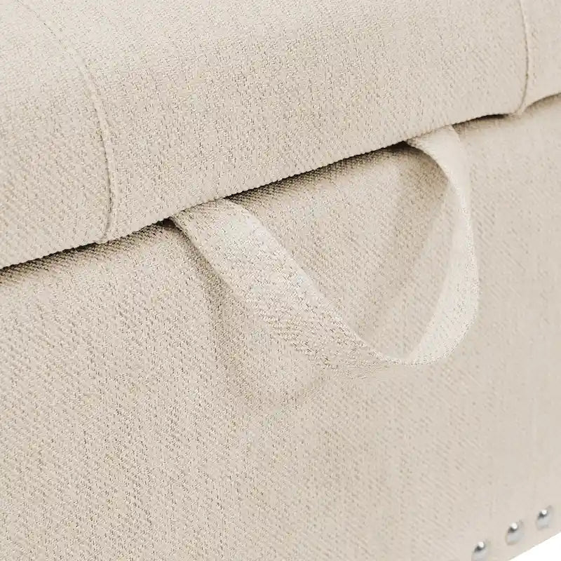 COZYMAN Modern Velvet Upholstered Storage Bench with Silver Nailhead Trim
