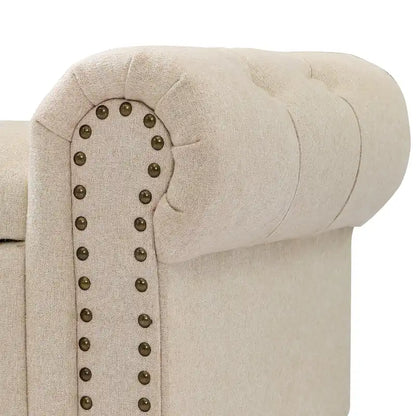 COZYMAN Modern Velvet Upholstered Storage Bench with Silver Nailhead Trim