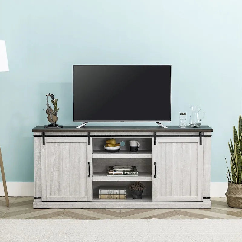 68 inch Rustic Barn Door TV Stand for TVs up to 75 Inches