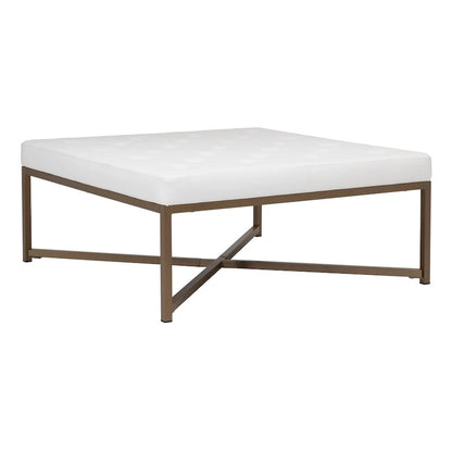 Studio Designs Home Camber Metal and Tufted Leather Large Cocktail Ottoman