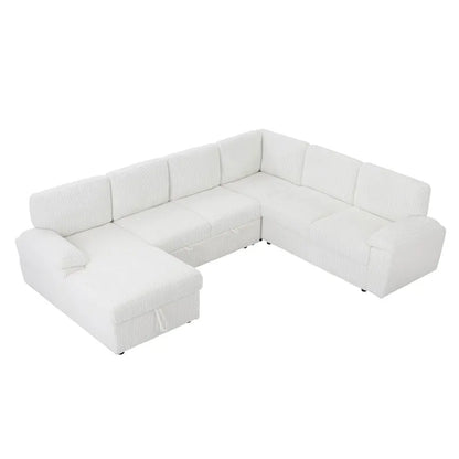 Modular Storage Sectional Sofa Couch Free Combination L/U Shaped Corduroy Upholstered Convertible Sleeper Sofabed Daybed