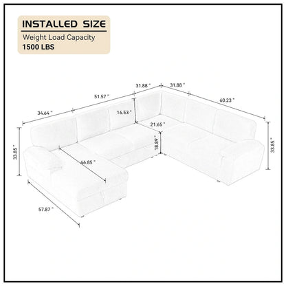 Modular Storage Sectional Sofa Couch Free Combination L/U Shaped Corduroy Upholstered Convertible Sleeper Sofabed Daybed