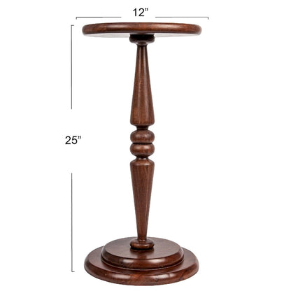 Bishop Pedestal Cocktail Side Table - 12.0L x 12.0W x 25.0H