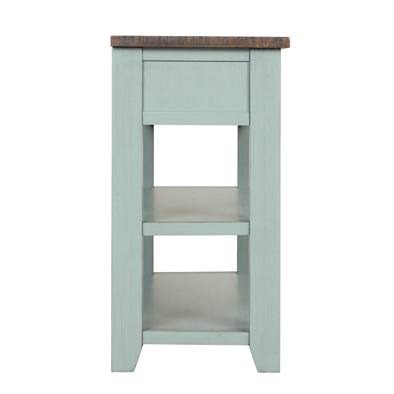 Modern Solid Pine Wood Top Console Table with 3 Drawers and 2 Shelves