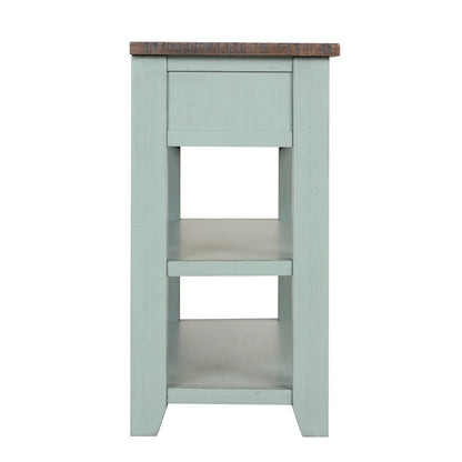 Modern Solid Pine Wood Top Console Table with 3 Drawers and 2 Shelves