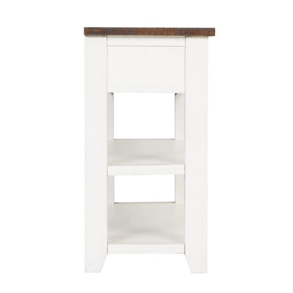 Modern Solid Pine Wood Top Console Table with 3 Drawers and 2 Shelves