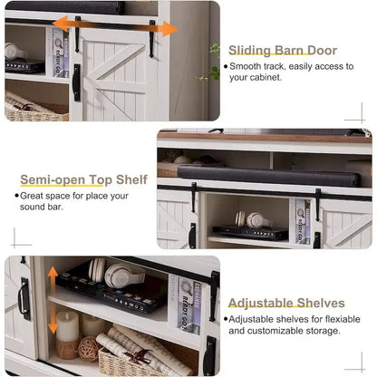 Farmhouse Wood TV Stand, Highboy Entertainment Center, Media Console