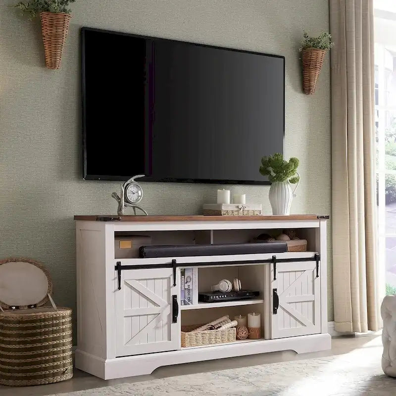 Farmhouse Wood TV Stand, Highboy Entertainment Center, Media Console