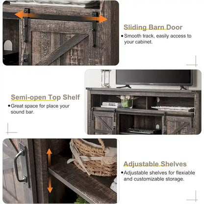Farmhouse Wood TV Stand, Highboy Entertainment Center, Media Console