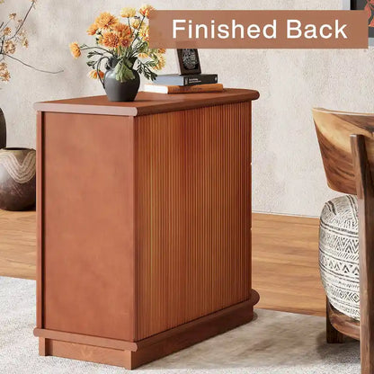 Semi-oval 3-drawer Solid Wood End Side Table for Living Room