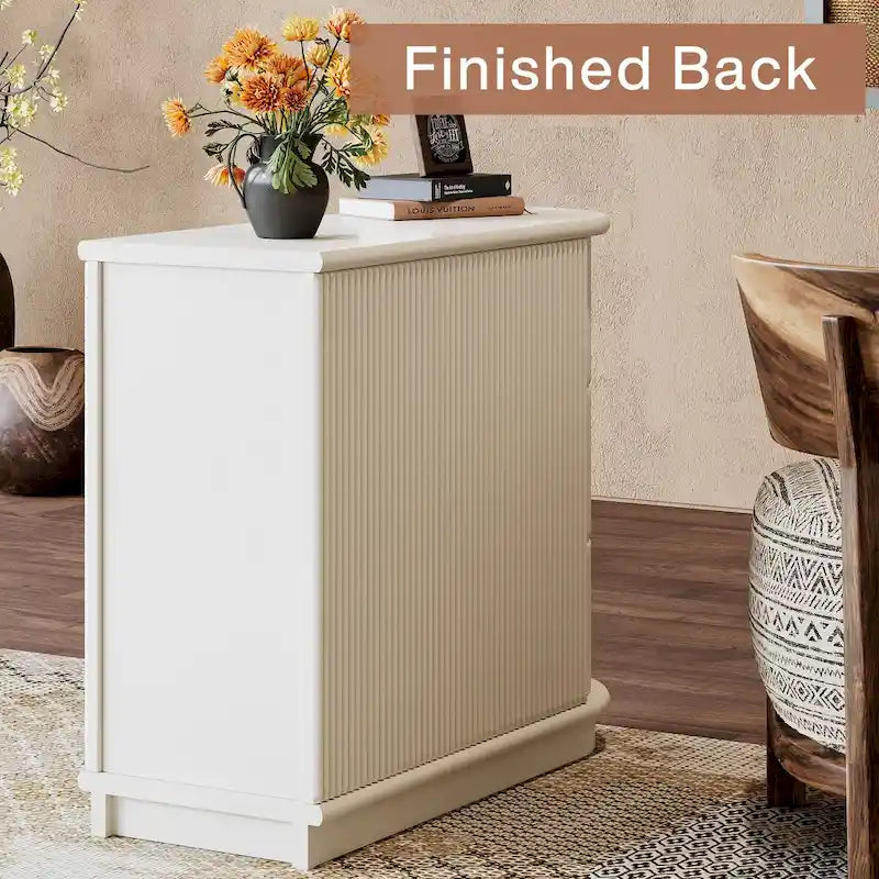 Semi-oval 3-drawer Solid Wood End Side Table for Living Room