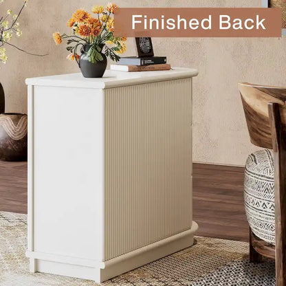 Semi-oval 3-drawer Solid Wood End Side Table for Living Room