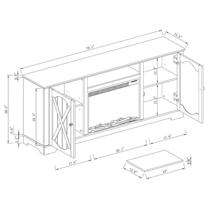 70 Farmhouse TV Stand with Fireplace, Fits up to 75 TV - 70W x 30H x 14.5D