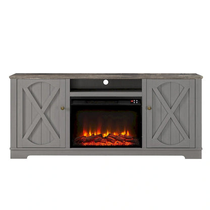 70 Farmhouse TV Stand with Fireplace, Fits up to 75 TV - 70W x 30H x 14.5D