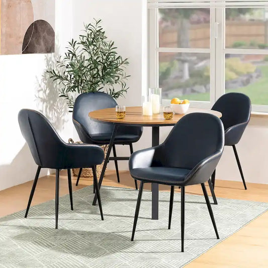 Glitzhome Set of 2/4/6 Mid-Century Modern Faux Leather Accent Dining Chairs