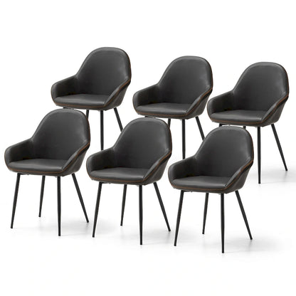 Glitzhome Set of 2/4/6 Mid-Century Modern Faux Leather Accent Dining Chairs