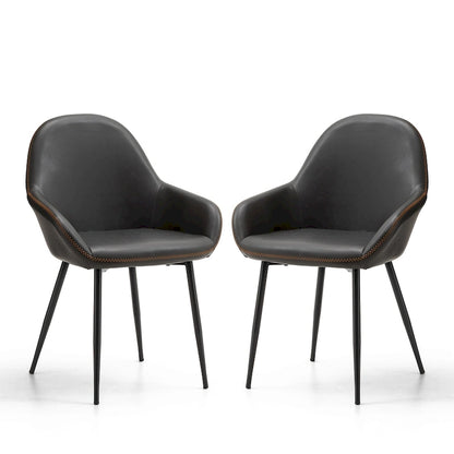 Glitzhome Set of 2/4/6 Mid-Century Modern Faux Leather Accent Dining Chairs