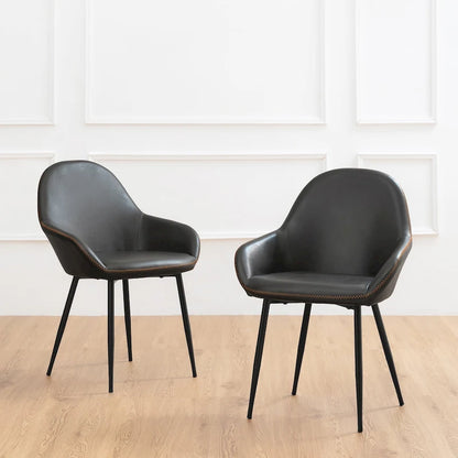 Glitzhome Set of 2/4/6 Mid-Century Modern Faux Leather Accent Dining Chairs