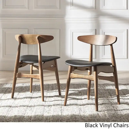 Nadine Dark Walnut Finish Glass Table Top Round Dining Set - Curved Back Chairs by iNSPIRE Q Modern