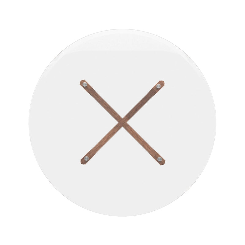 Nadine Dark Walnut Finish Glass Table Top Round Dining Set - Curved Back Chairs by iNSPIRE Q Modern