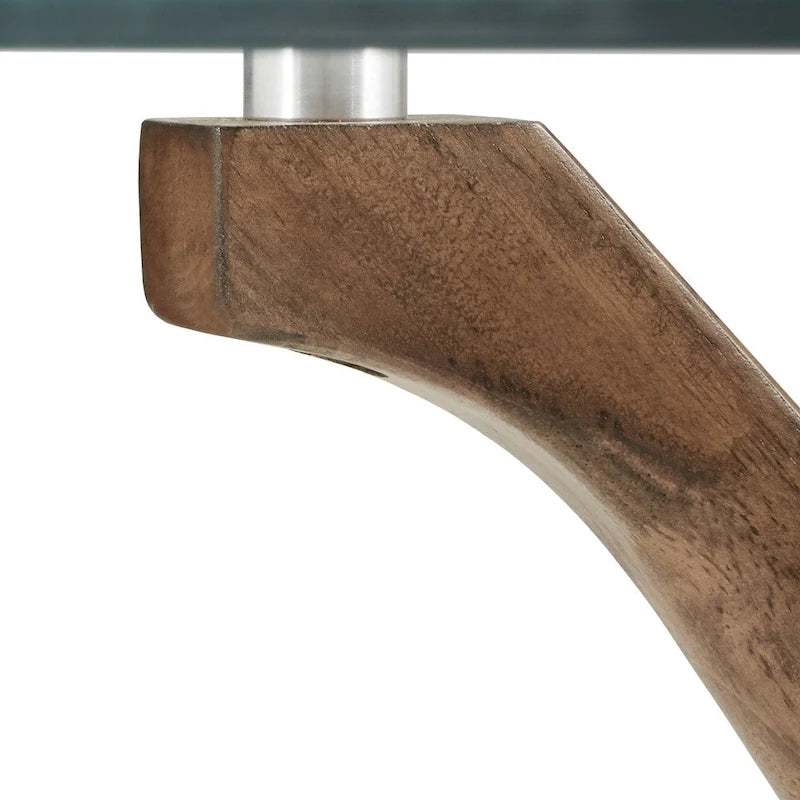 Nadine Dark Walnut Finish Glass Table Top Round Dining Set - Curved Back Chairs by iNSPIRE Q Modern