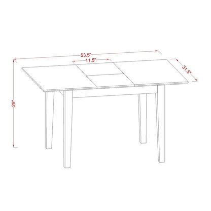 East West Furniture Dining Table Set Contains a Rectangle Dining Table and Dining Chairs with a Bench (Chair Seat Type Options)
