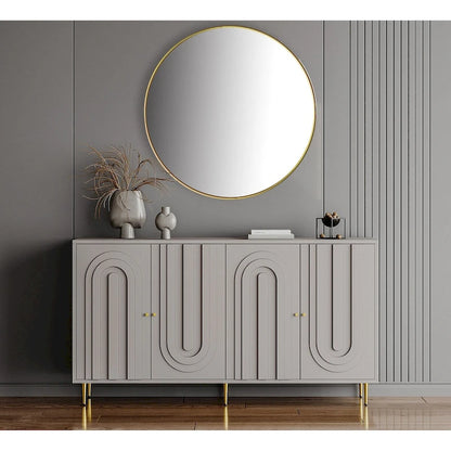 60-in Modern Blue/ Grey Lacquered 4 Door Wooden Sideboard Buffet Server Accent Storage Cabinet