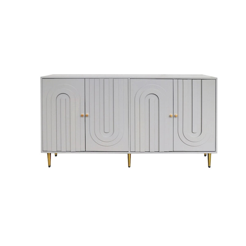 60-in Modern Blue/ Grey Lacquered 4 Door Wooden Sideboard Buffet Server Accent Storage Cabinet