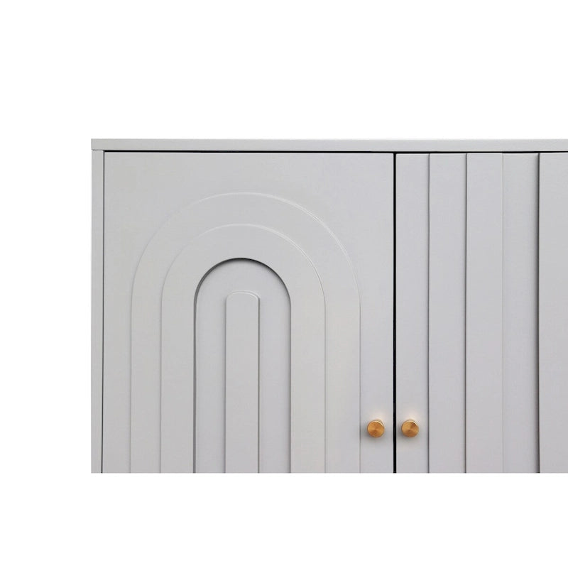 60-in Modern Blue/ Grey Lacquered 4 Door Wooden Sideboard Buffet Server Accent Storage Cabinet