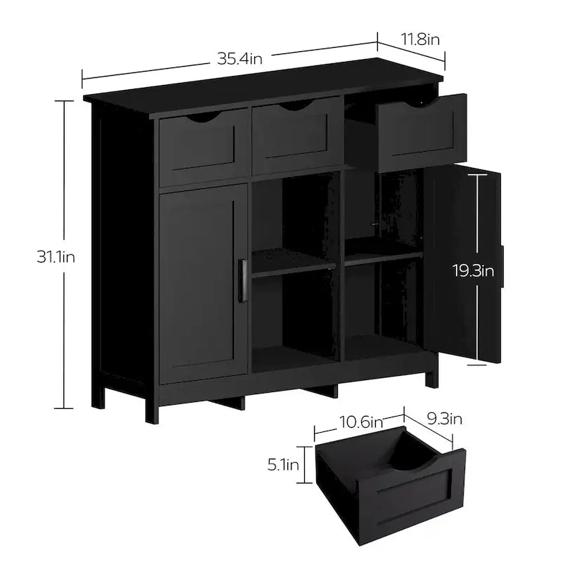 Wooden Floor Cabinet,with Drawers and Shelves Storage Cabinets,Accent Cabinet for Living Room,Bedroom