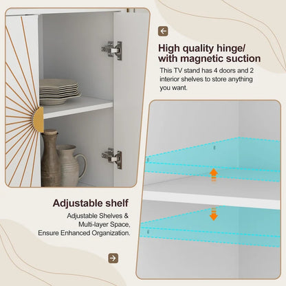 Sideboard Buffet Cabinet with Storage Four Door Adjustable Shelves Storage Cabinet Coffee Bar Cabinet