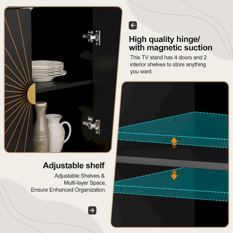 Sideboard Buffet Cabinet with Storage Four Door Adjustable Shelves Storage Cabinet Coffee Bar Cabinet