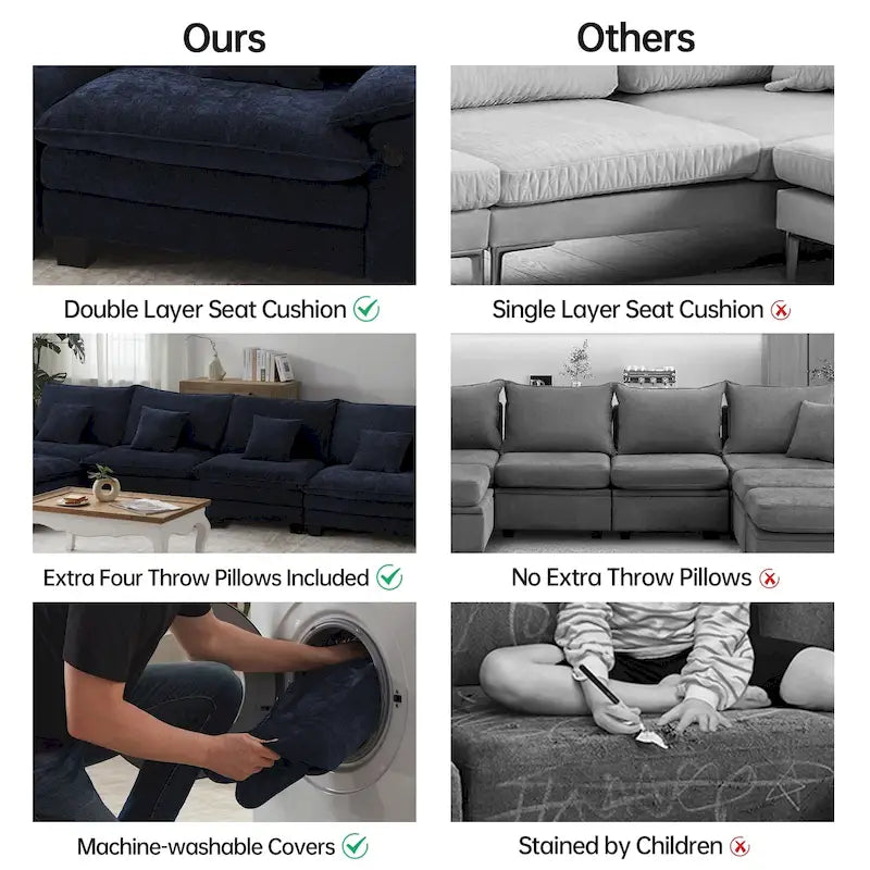 Modular Sectional Sofa Set Convertible Sectional Sleeper Sofa with Chaise for Apartment
