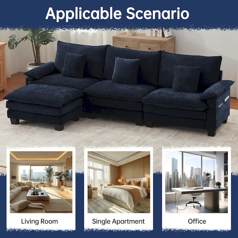 Modular Sectional Sofa Set Convertible Sectional Sleeper Sofa with Chaise for Apartment