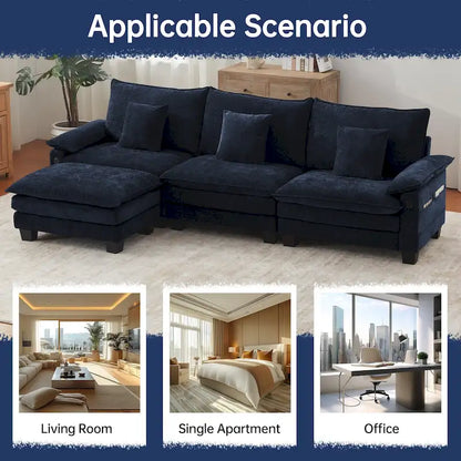 Modular Sectional Sofa Set Convertible Sectional Sleeper Sofa with Chaise for Apartment