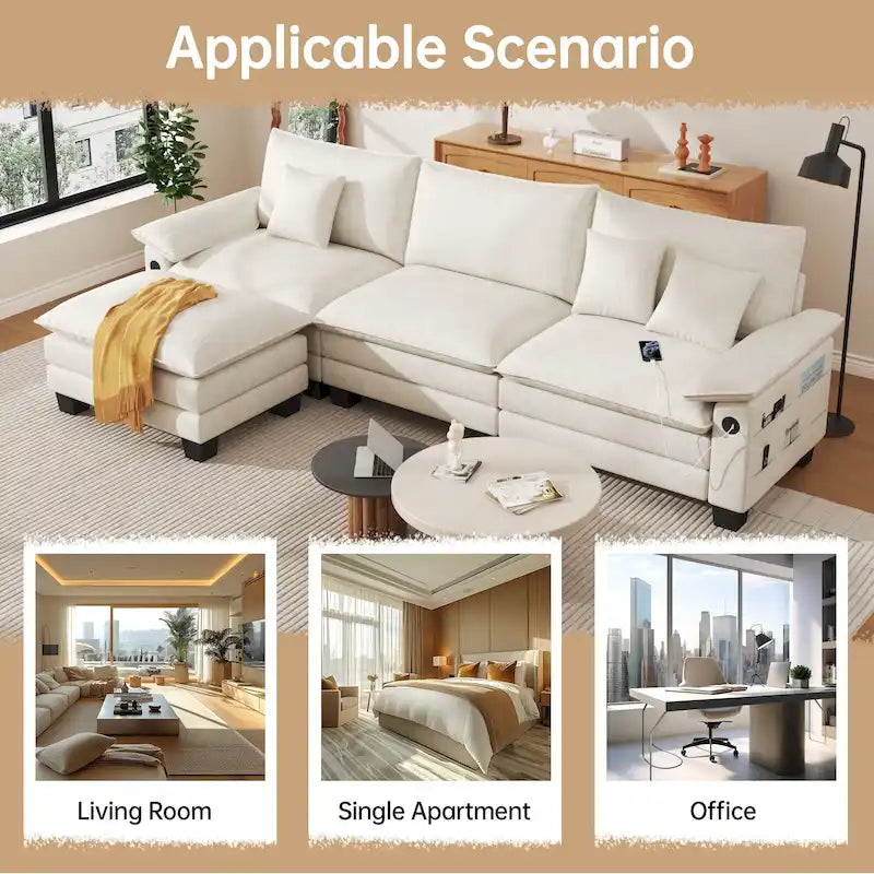 Modular Sectional Sofa Set Convertible Sectional Sleeper Sofa with Chaise for Apartment