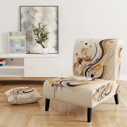 Designart Brown And Black Movement IV Upholstered Modern & Contemporary Accent Chair and Modern & Contemporary Arm Chair
